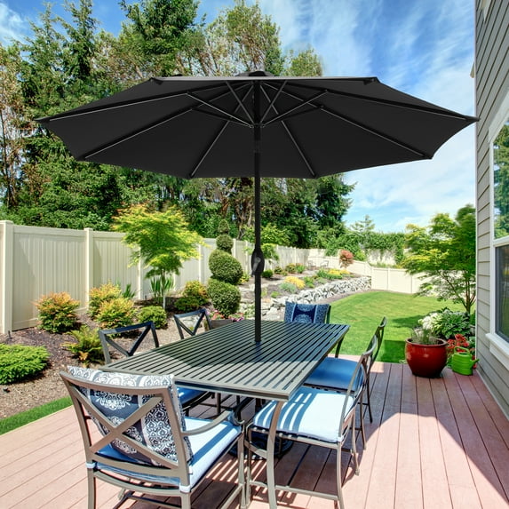 CHYVARY 9ft Patio Umbrella Market Outside Table Umbrella for Deck, Poolside and Patio, Black
