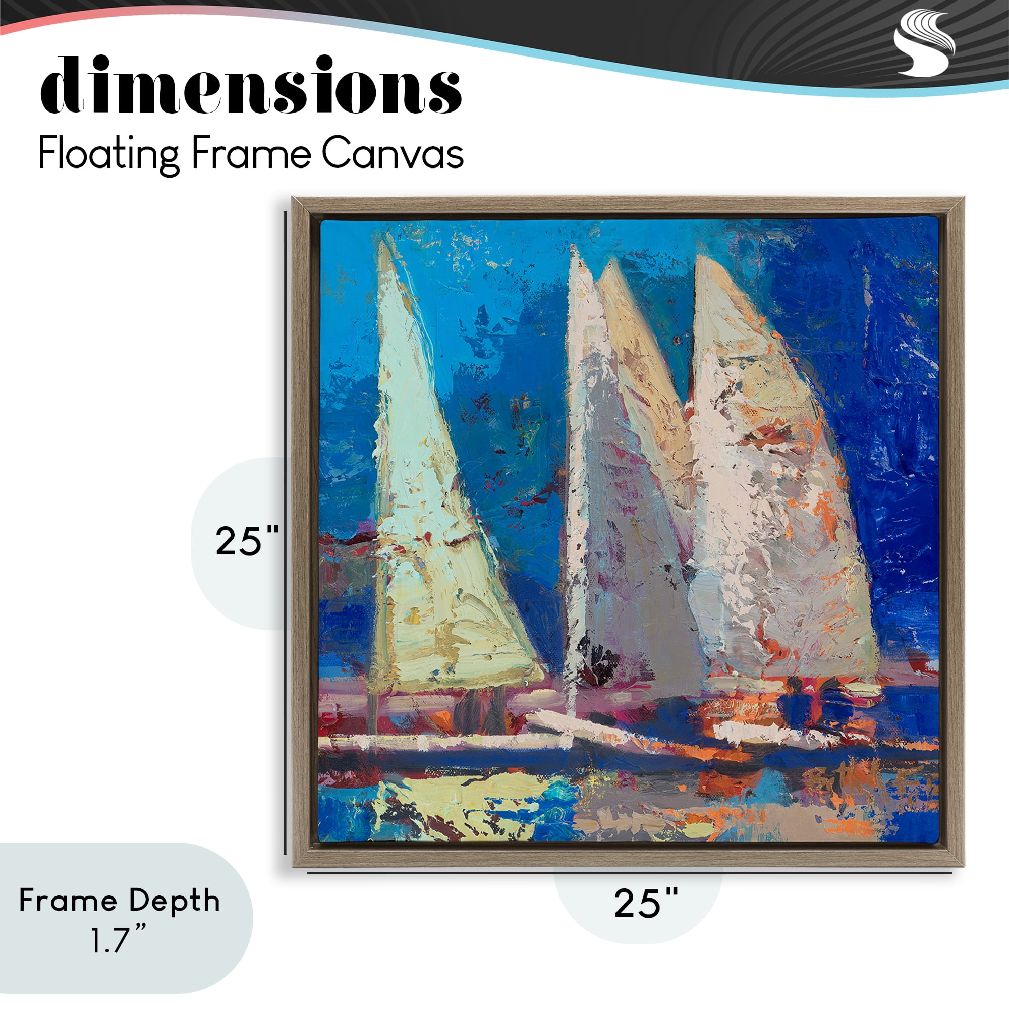 Stupell Industries A Strong Wind Sailboats Brown Framed Floater Canvas Wall Art, design by Beth A. Forst