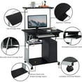thumbnail image 3 of COCOKUN 2 Tier Mobile Computer Desk with Printer Shelf & Keyboard Tray Rolling Computer Table for Small Spaces, Compact Study Workstation with Wheels, Space Saving, Black, 3 of 6