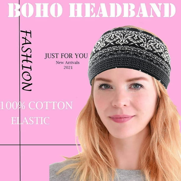 Boho Headbands Wide Knot Hair Scarf Floral Printed Hair Band