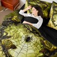 thumbnail image 4 of Feelyou Yellow Thorny Rose Bedding Comforter Set 7pcs for Couple, Gothic Spider Web Queen Bedding Sets, Romantic Love Heart Reversible Queen Sheet Sets, Luxury Bedroom Decor, 4 of 7