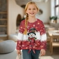 thumbnail image 4 of Xixirimido Snowman Christmas Style Red Printed Girls Casual Long Sleeve Shirts Knot Tie-hem Tunic Tops Crewneck Tees Blouses Girls Fashion Clothes, Size 9-10, 4 of 7