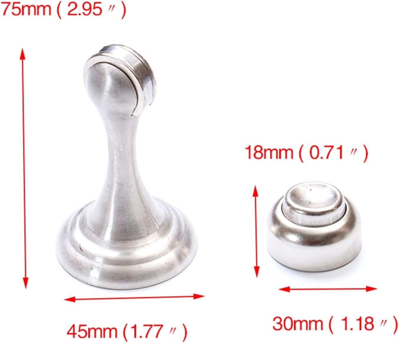 Stainless Steel Magnetic Sliver Door Stop Stopper Holder Catch Floor Fitting with Screws for Bedroom Family Home Etc 1Pcs