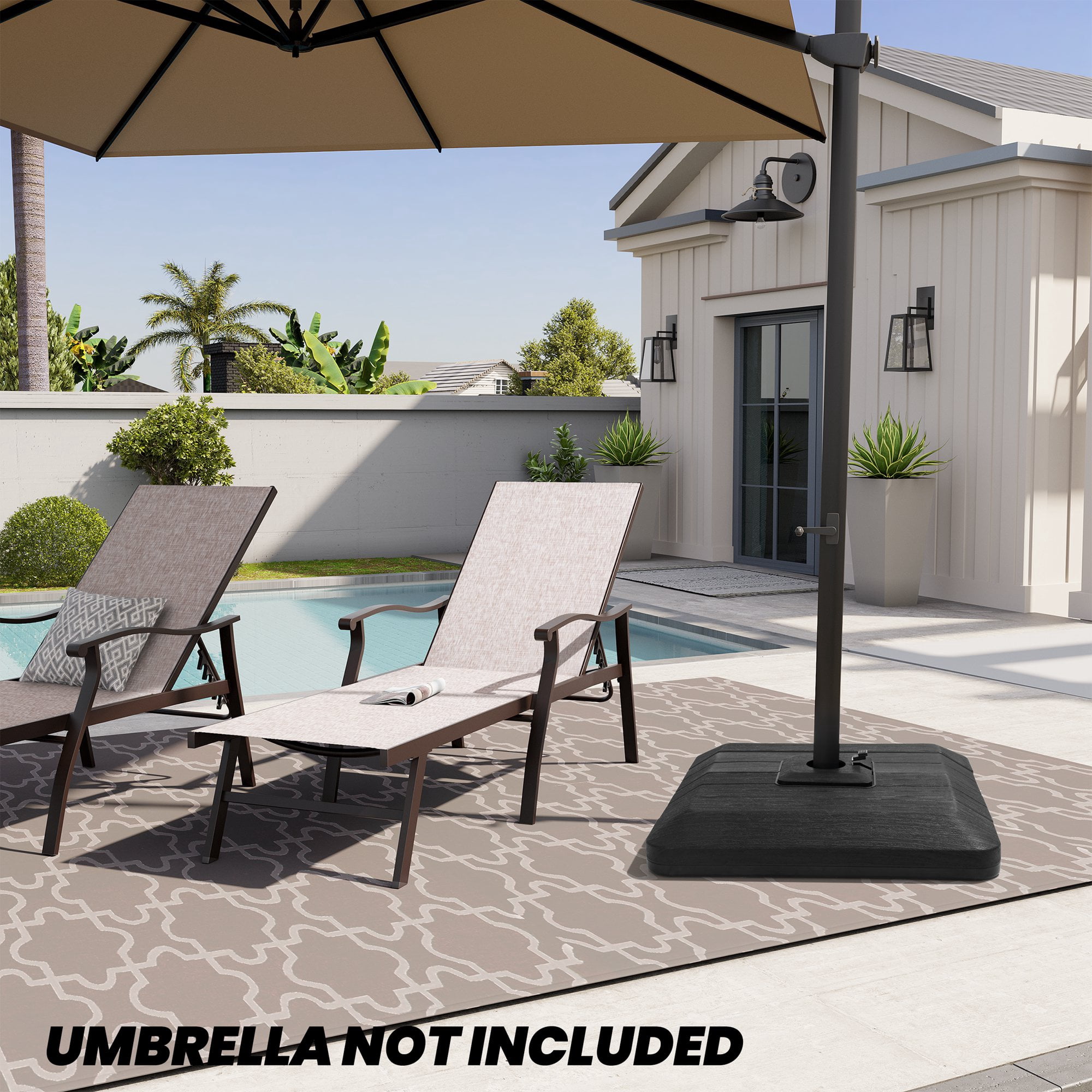 Crestlive Products Square Shaped 4 Piece Premium Offset Umbrella Base Filled, Black
