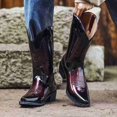 thumbnail image 2 of Men's Classic Western Cowboy Boots, Embroidered Pointed Toe Mid-Calf Boots, Riding Boots with Slip-Resistant Sole Black/Burgundy, 2 of 6