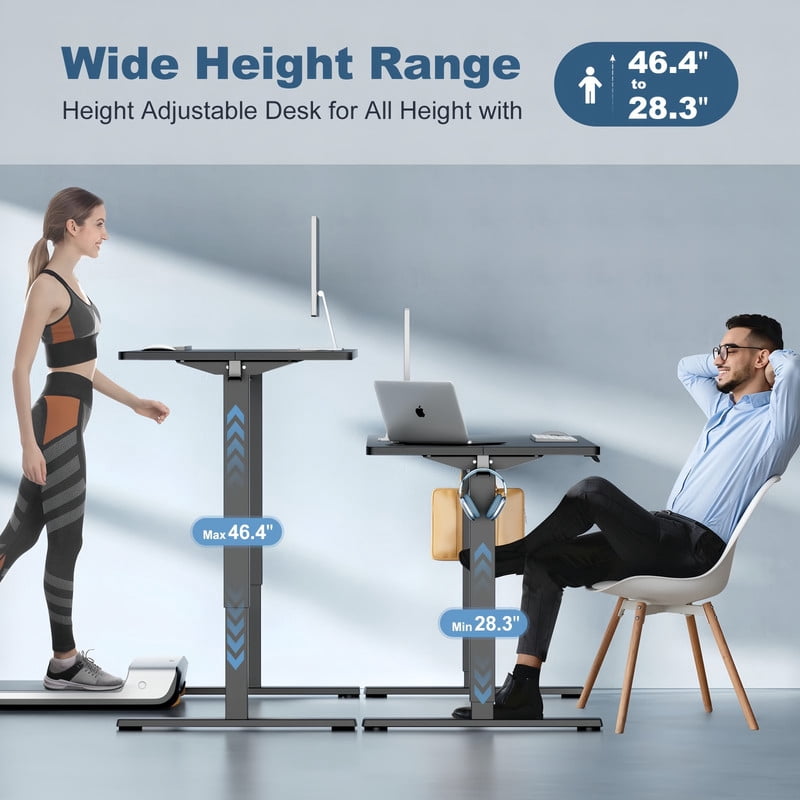 Kelno 63" Electric Standing Desk Height Adjustable Sit-Stand Desk with 3 Memory Presets Splice Desktop, Black