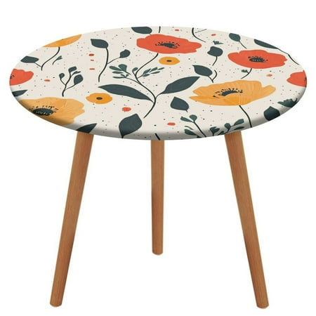 

ZHANGS Charming Poppy Patch 1454 Round Table Cover Stain-Resistant Fitted Tablecloth Oil-Proof Wipeable Elastic Table Cover Waterproof Table Cloth for Halloween Thanksgiving Christmas