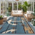thumbnail image 2 of Large Area Rugs 6'x9', Brown Nautical Anchor Carpet Runner Indoor Outdoor Rugs Home Decor Aesthetic, Coastal Vintage Rustic Blue Wood Non Slip Mats Washable Accent Rug for Living Room Bedroom, 2 of 8