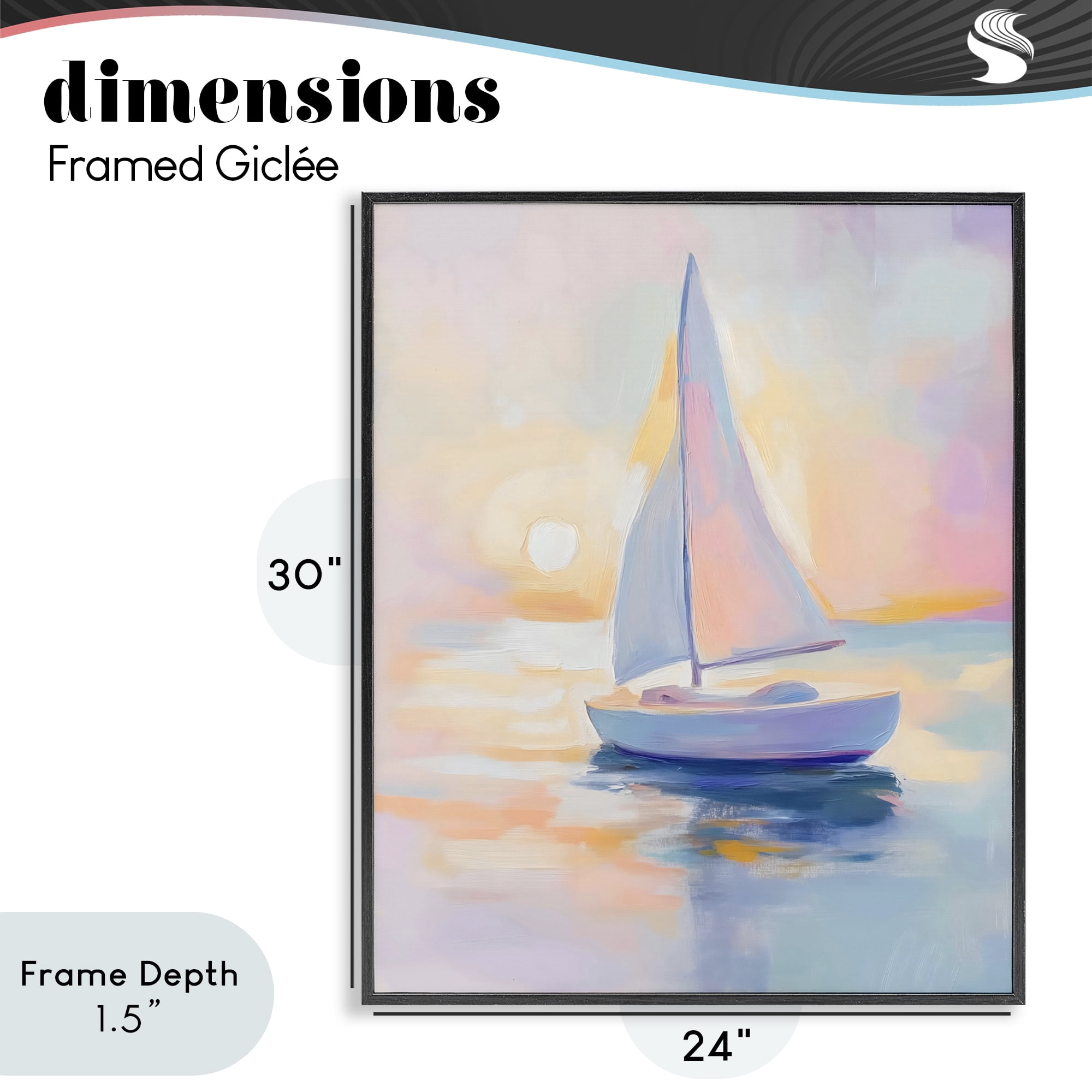 Stupell Industries Pastel Sailboat Toward Pink Horizon Black Framed Giclee Art, design by The Prints Vibe