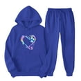 thumbnail image 2 of DDAPJ pyju Hoodie Sweatsuit for Women 2 Piece Cute Dog Paw Print Hooded Sweatshirt and Drawstring Waist Sweatpants Casual Jogging Tracksuit Set Dog Lover Outfits Blue S, 2 of 7