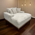 thumbnail image 6 of Benjara Ziv Oversized Cuddler Chaise, Plush Ribbed Beige Polyester Upholstery, 6 of 6