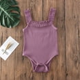 thumbnail image 3 of Kiapeise Baby Sleeveless Sling Jumpsuit Ruffle Elastic Knitted Rib Romper, 3 of 6