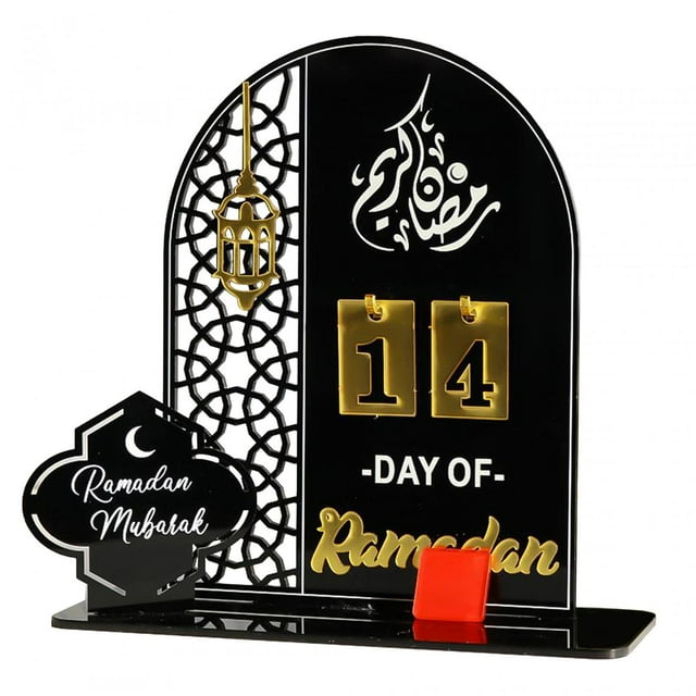 simhoa Ramadan Advent Calendar Freestanding Eid Mubarak Decoration Photo Props Sign Eid Black