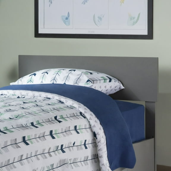 AFI Orlando Twin Modern Solid Wood Panel Headboard with Attachable Charger, Grey