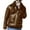 Khaki, variant on Mens Winter Coats Vintage Faux Leather Sherpa Lined Bomber Jacket Casual Warm Turn-Down Collar Thick Fleece Jackets Overcoat
