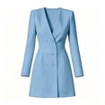 thumbnail image 5 of PBFRDSJ Women's Blazer Dress Deep V Neck Long Sleeve Slim Fit Suit Short Gown Elegant Formal Outfit for Office Wedding Party Sizes S-2XL, 5 of 6