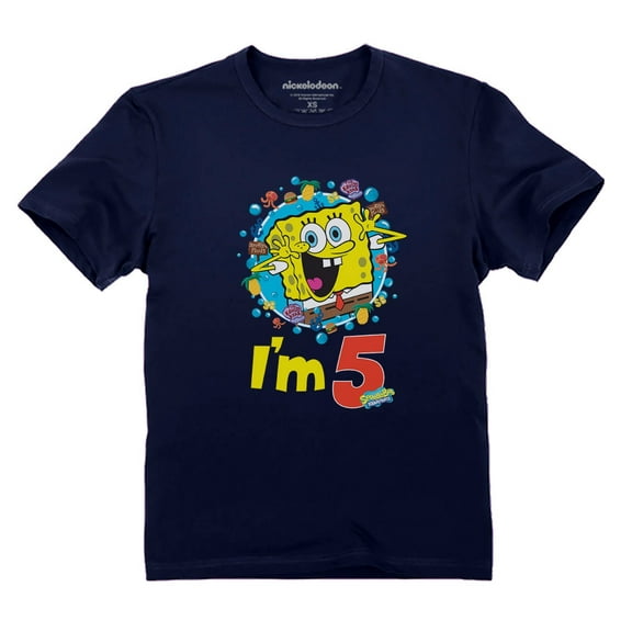 Official Spongebob - 5th Birthday I'm 5 Youth Kids T-Shirt X-Small Navy