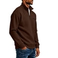 thumbnail image 7 of Men's Pocket Pullover 1/4 Zip Stand Collar Long Sleeve Sweatshirts Brown S, 7 of 7