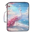 thumbnail image 2 of Haosy Accordion File Organizer Zipper Binder 500 Sheet 6-Tab Expanding File Folder Multi-Pocket 1.2 Inch 3 Ring Pink Peacock Stands on Beach, 2 of 7