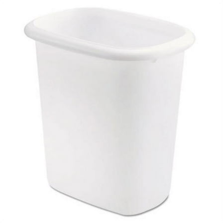 Rubbermaid Oval Vanity Wastebasket, Plastic, 6 Qt, 7 X 10 X 9, White, 6/Carton