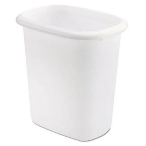 Rubbermaid Oval Vanity Wastebasket, Plastic, 6 Qt, 7 X 10 X 9, White, 6/Carton