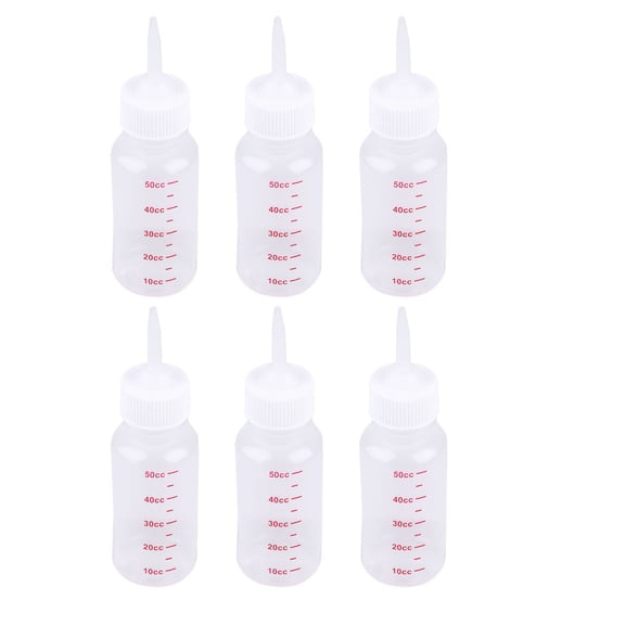 6 biberones de 50 ml para mascotas, para perros y gatos, con boquilla puntiaguda.