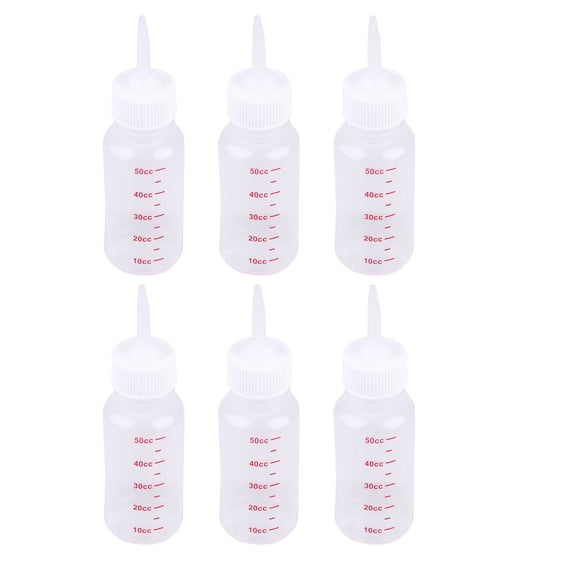 6 biberones de 50 ml para mascotas, para perros y gatos, con boquilla puntiaguda.