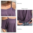 thumbnail image 4 of Women Cold Shouler T Shirt Pure Color Short Sleeve Loose Fitting Camisole Top for Summer Light Purple L, 4 of 5