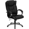thumbnail image 2 of High Back Black LeatherSoft Ripple Swivel Office Chair - Titanium Nylon Base, 2 of 12
