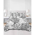 thumbnail image 3 of Black Gray Coral Coastal Summer Quilt Set King Size,Soft Quilted Bedding Set with 2 Pillow Shams,Summer Beach Seaside Nautical Lightweight All Season Bedspread Coverlet for Bedroom 96"x106", 3 of 6
