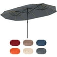 thumbnail image 1 of Costway 15.5 FT Extra-Large Patio Umbrella with LED Solar Lights & 12 Heavy-Duty Ribs Gray, 1 of 10