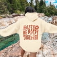 thumbnail image 2 of Womens Long Sleeve Tops Fall Loose Fit Hooded Long-sleeved Kimono One Shoulder Drawstring Graphic Leisure Cotton Sweatshirts Hoodies(Beige,M), 2 of 5