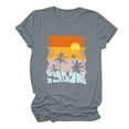 thumbnail image 2 of Quinlirra Womens Tops Clearance Under $5 Summer Beach Printed T-shirt with Round Neck and Short Sleeved Top, 2 of 3