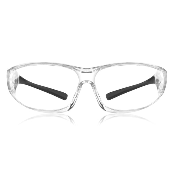 PrimeX Anti-Fog Over Glass Safety Glasses, Clear Polycarbonate Lens and Black Temple, 1-Pack, Anti-Scratch & UV Protection ANSI Z87.1