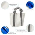 thumbnail image 3 of Fashion simple bow canvas bag women's hand pull dark tie small fresh handbag, 3 of 5