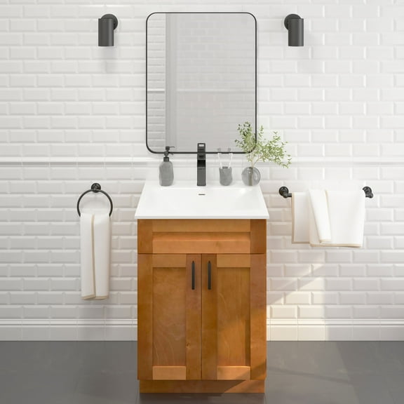 Sink Base Bathroom Vanity Ready-to-Assemble Bathroom Cabinet 24" Width Vanity Base in Maple Shaker