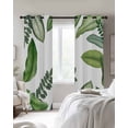 thumbnail image 3 of Green Leaves Blackout Curtains 45 Inches Long, Tropical Summer Botanical Watercolor Elegant Leaf Thermal Insulated Black Out Curtains, Small Darkening Window Curtain for Cafe Bedroom 42"x45" 2 Panels, 3 of 9