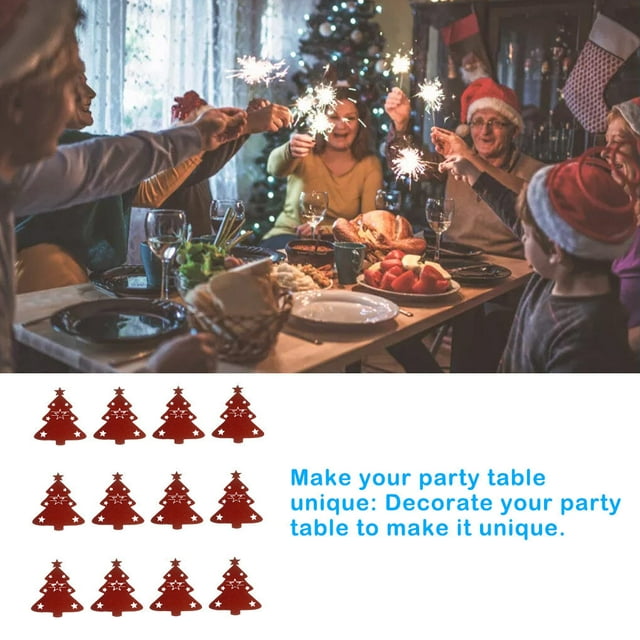 Maoww 12 Pieces/Set Christmas Tree Tableware Silverware Storage Holder Bag Cutlery Candy Party Pocket for Festival Banquet