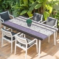 thumbnail image 2 of Purple Geometric Table Cloths for 6 Foot Rectangle Tables, Stripes Boho Spring Flowers Country Rural Patio Waterproof Elastic Fitted Tablecloths, Washable Rectangular Table Cover for Camping, 2 of 8