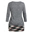thumbnail image 3 of Camiseta Acanalada Talla Extra a Cuadros Rosegal Mangas largas de talla grande, 3 of 5