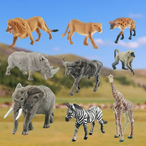 9 Piezas de animales de Sudáfrica Macarena Playset Estatuas animales salvajes realistas