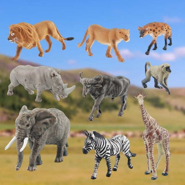 de animales salvajes realistas de 9 Uds., animales de Sudáfrica en miniatura para colección, favores , juguete educativo temprano Yotijar estatuilla de animales
