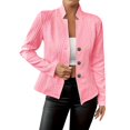 thumbnail image 2 of Women's Textured Single Breasted Blazer, Embossed Pattern Work Jacket, Notch Lapel Office Blazer, Stretch Comfort Fit, Business Casual Blazer, Professional Work Wear, Slim Fit Suit Jacket Pink, 2 of 9
