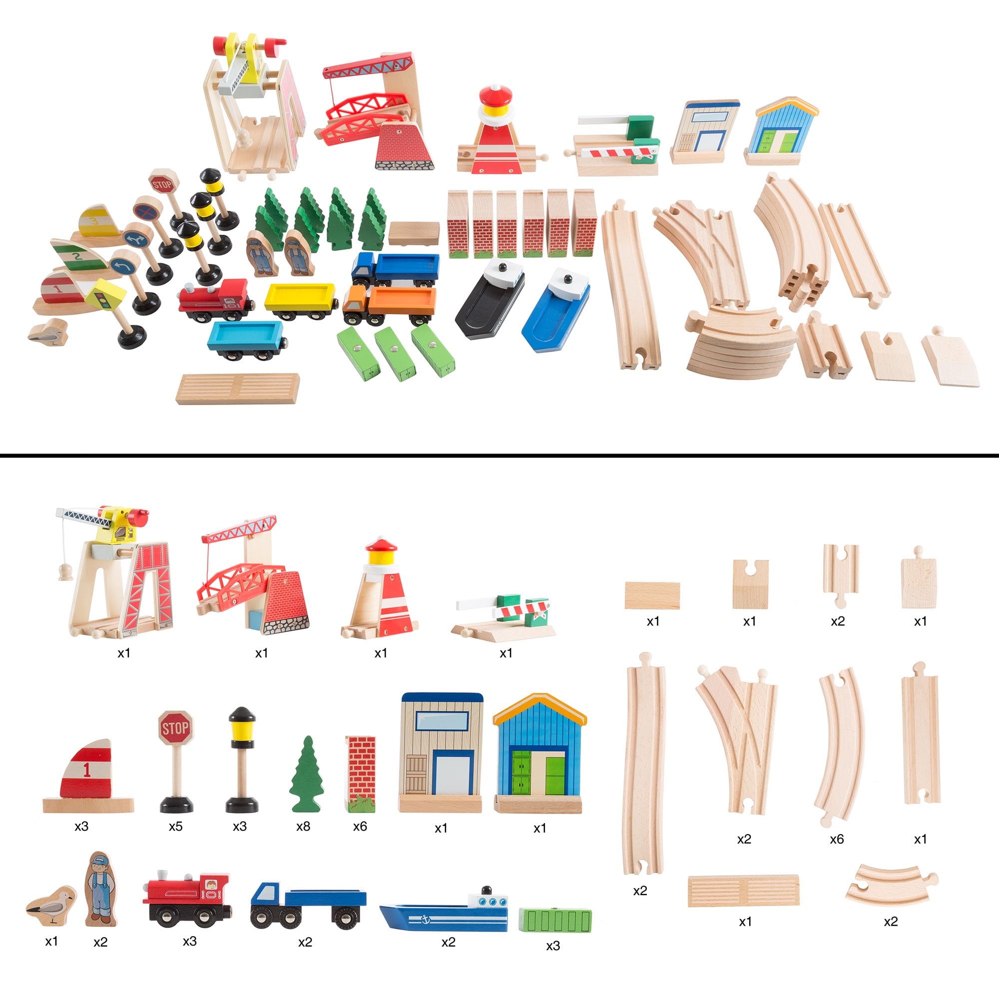 Hey play wooden train sales set