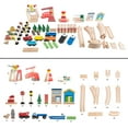 thumbnail image 4 of 75-Piece Wooden Train Set Including Wood Tracks, Trains, Cars, Boats, and Accessories by Hey! Play!, 4 of 8