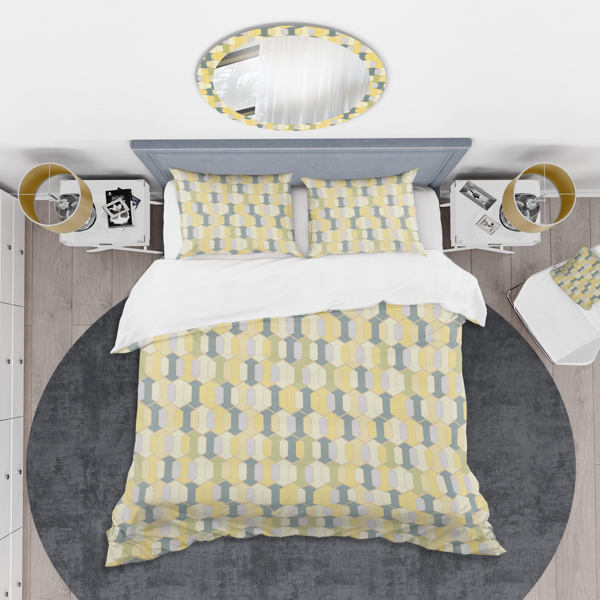 Designart 'Abstract Retro Geometrical Design II' Mid-Century Modern Duvet Cover Set