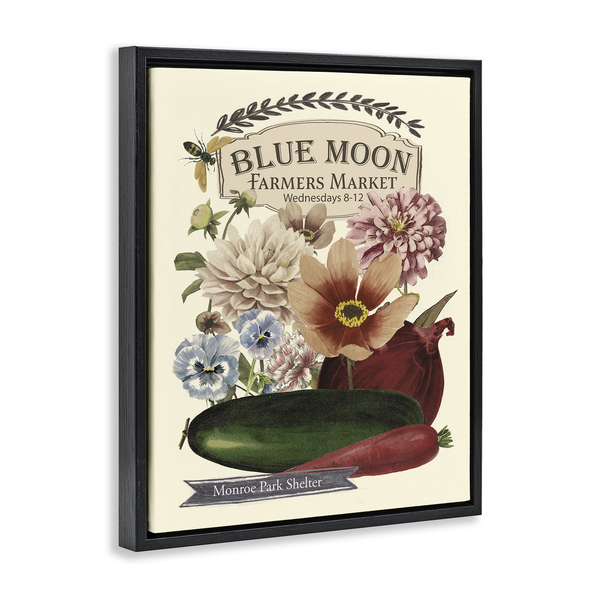Stupell Industries Vintage Country Farmers Market Plants & Flowers Painting Black Floater Framed Canvas Art Print Wall Art, 25 x 31