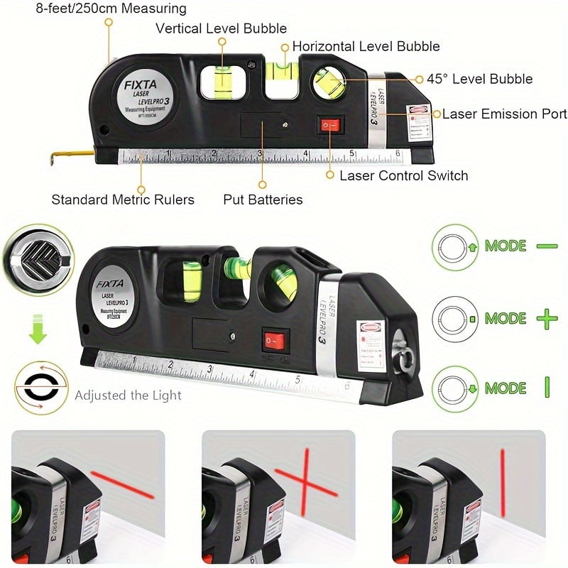 Fanruina Multipurpose Laser Leveling Tool Kit Standard Cross Line Laser and Beam Leveling Device