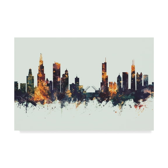 Trademark Fine Art 'Chicago Illinois Skyline Dark IV' Canvas Art by Michael Tompsett