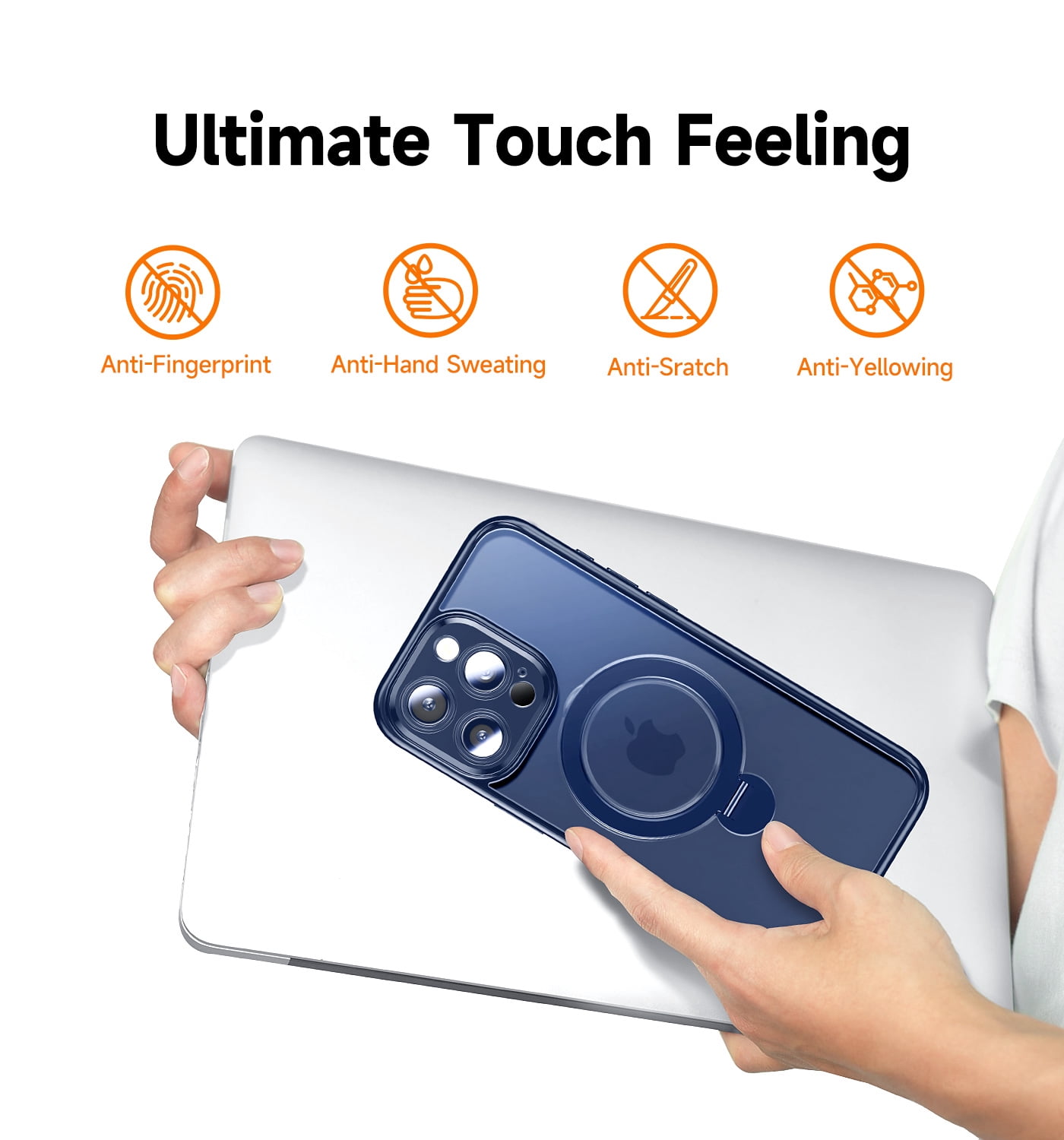 Magic John Phone Case for iPhone 14 Pro Rotatable Ring Kick Stand Magsafe Charging Shockproof Cover